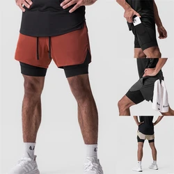 2023 Running Shorts Men 2 In 1 Double-deck Quick Dry GYM Sport Shorts Fitness Jogging Workout Shorts Men Sports Short Pants