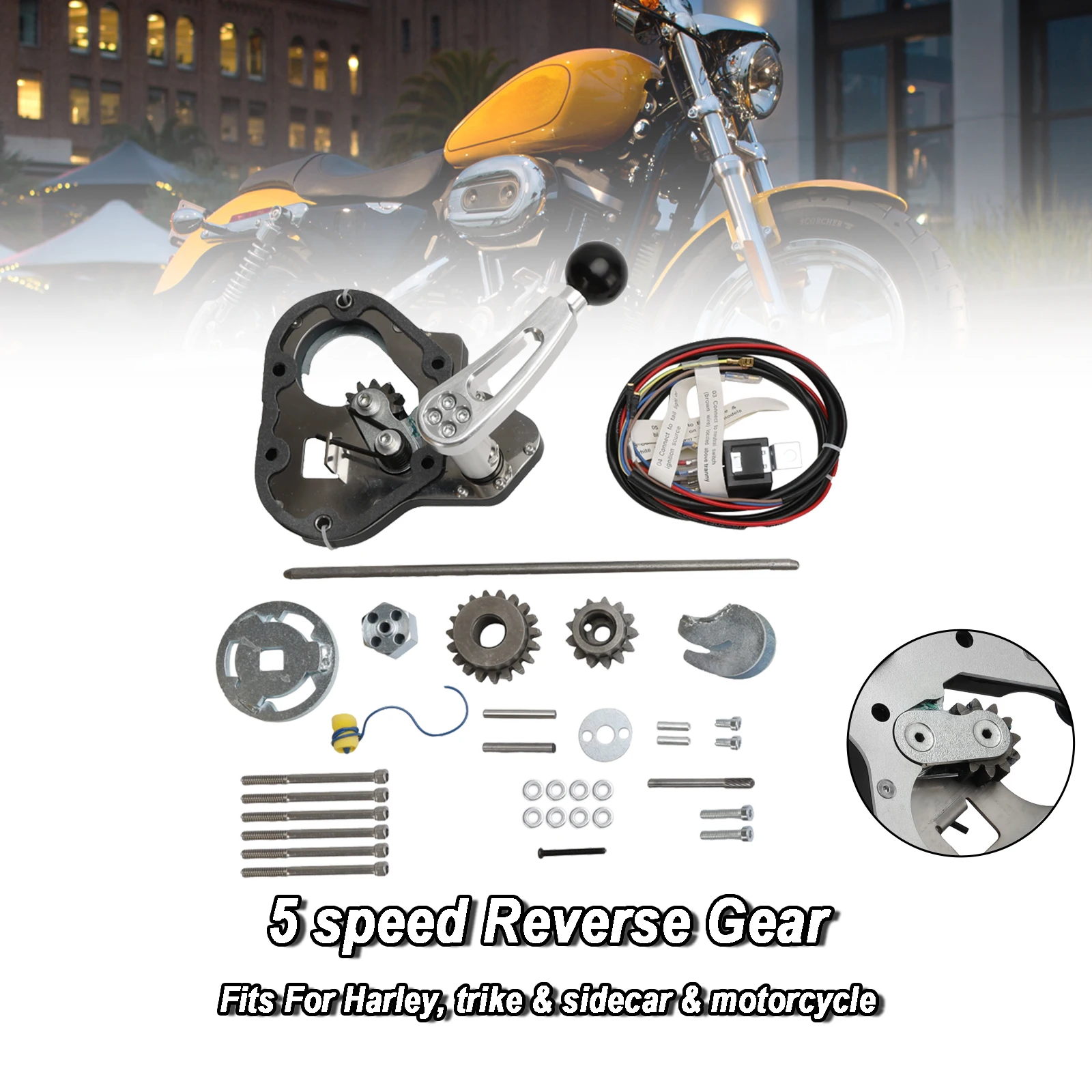 

Areyourshop 5-скоростная задняя передача, подходящая для w ручка заготовки, сидекар для мотоцикла