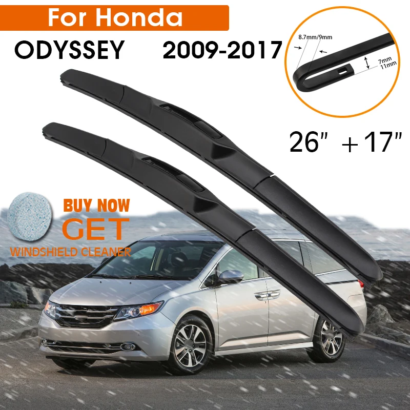 

Car Wiper For Honda ODYSSEY 2009-2017 Windshield Rubber Silicon Refill Front Window Wiper 26"+17" LHD RHD Auto Accessories