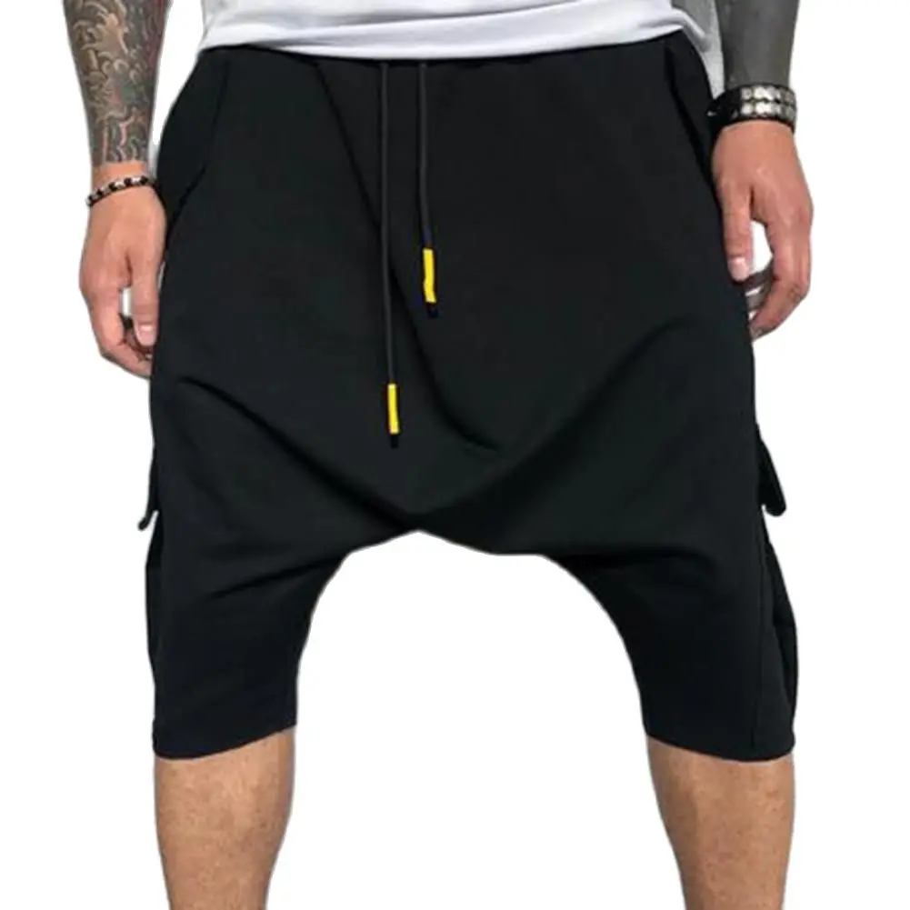 

Men Harem Pants Adjustable Micro-elastic Soft Cotton Blend Low Crotch Cargo Trousers Summer Men's Clothing