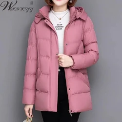 Winter Warm Oversized 4xl Parkas Women Zip Up Design Detachable Hooded Jacket Loose Stand Collar Coat Fashion Streetwear Outwear
