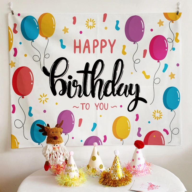 Ins Hanging Cloth Party Background Happy Birthday Tapestry Decor Cloth Children Room Wall Cute Tapestry Home Decor Photo Props tapestry decor