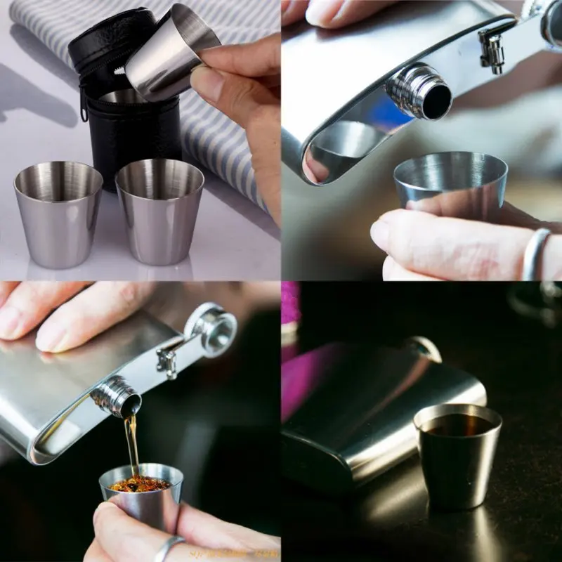 Description Picture 4 of item6Pcs 70ml Stainless Steel Shot Glasses with Leather Case Espresso Shot Cups Barware Drinking Vessel Camping Home Restaurant Mug