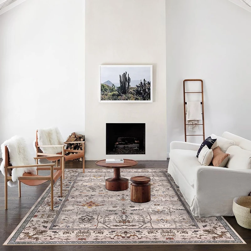 European Living Room Decoration Vintage Carpet Home Cloakroom Non-slip Mat Ethnic Style Rugs for Bedroom Large Area Lounge Rug Plush Rug Decorative Carpet Silk Wool Rug Plush Carpet Non Slip Carpet Imitated Cashmere Carpet Crystal Pile Rug Coral Velvet Rug