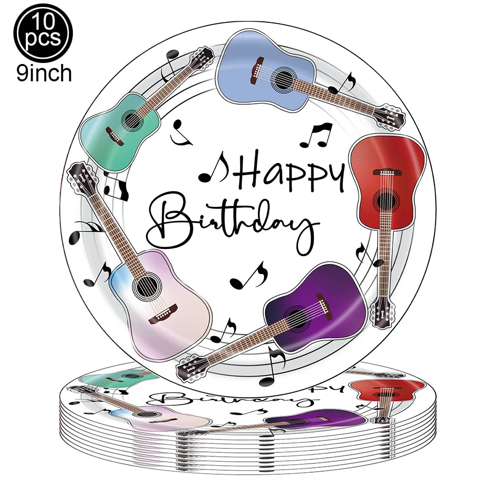 Music-Themed Party Supplies: Black Musical Note Disposable Tableware Set