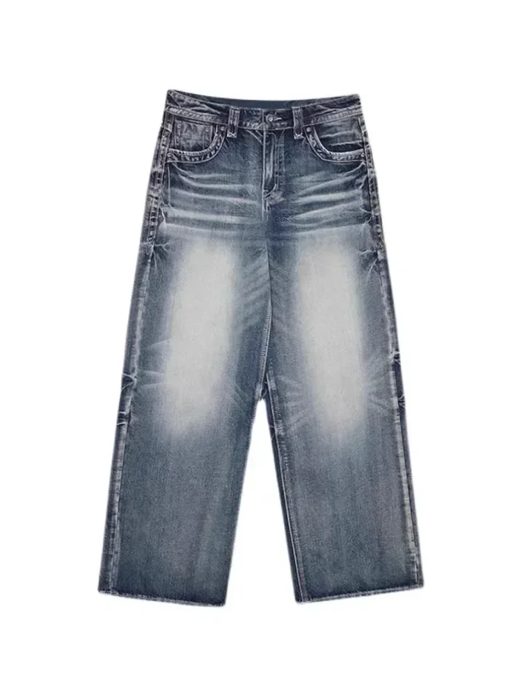 HOUZHOU Vintage Y2k Blue Jeans Women Baggy Washed Wide Leg Jeans Female Streetwear Harajuku Korean Fashion Denim Trousers Grunge 6