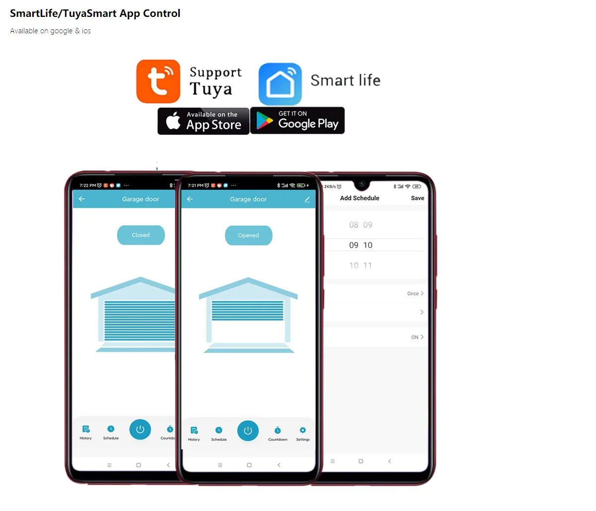 Tuya Smart WiFi Garage Door Opener Remote Tuya Smart Life App Control Work with