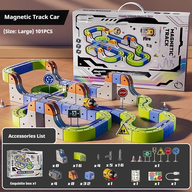 Magnetic Car Stem Racing Car Railtrack Set 2025 - Montessori Motorized Train & Gravity Maze Toy, Educational Gift For Kids