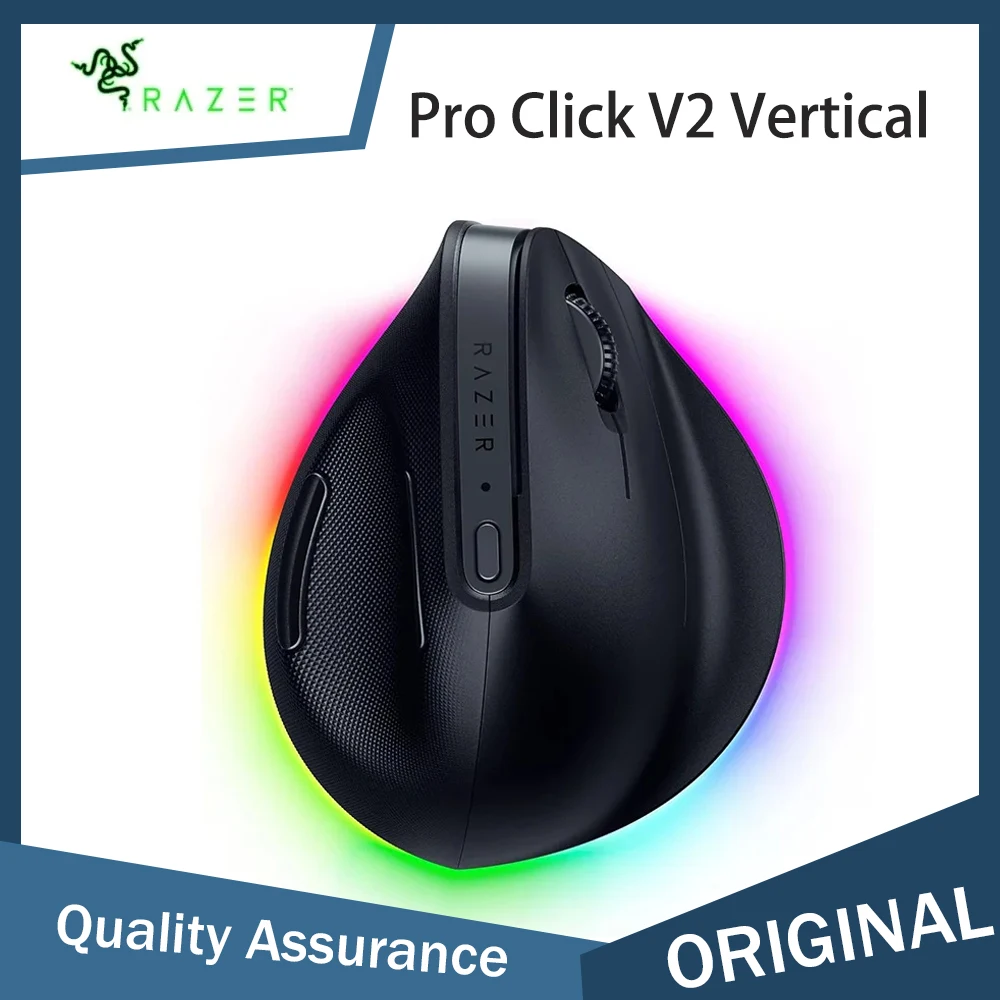Razer Pro Click V2 Vertical Wireless Mouse - Ergonomic 6-Button With AI Prompt Feature