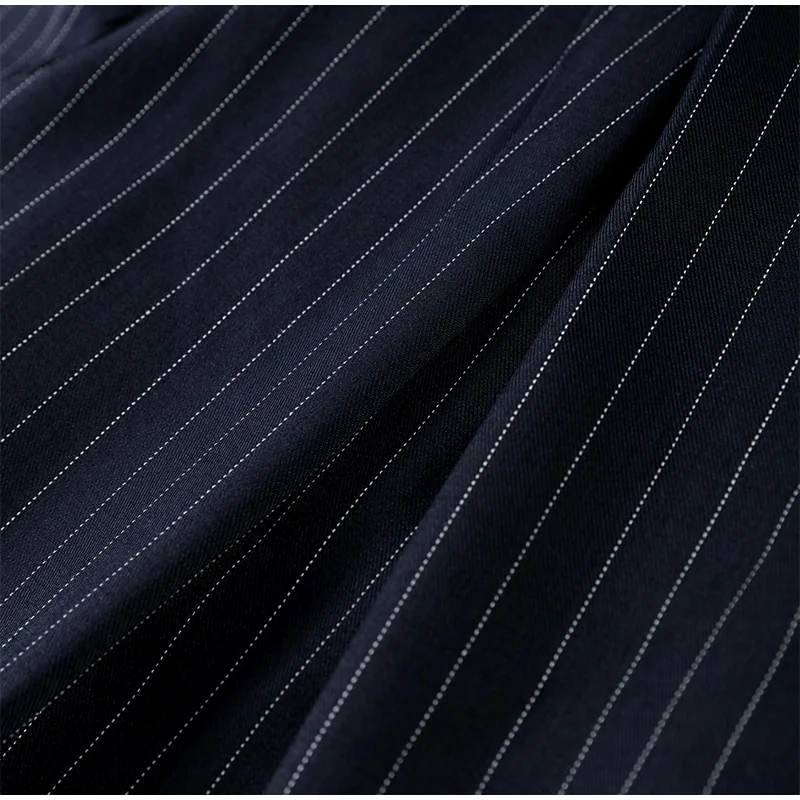 Übergroße Nadelstreifen-Hose mit weitem Bein für Damen, Vintage-Stil, hohe Taille, Wickelfront, maßgeschneiderte Baggy-Hose, 2022, neue lässige, schicke Streetwear – Detail 7