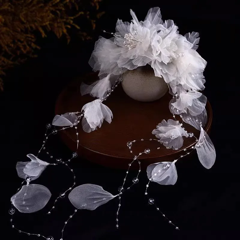 Gorgeous Crepe Flower Hairband for Bridal Headwear Mori's Fairy Handmade Accessories