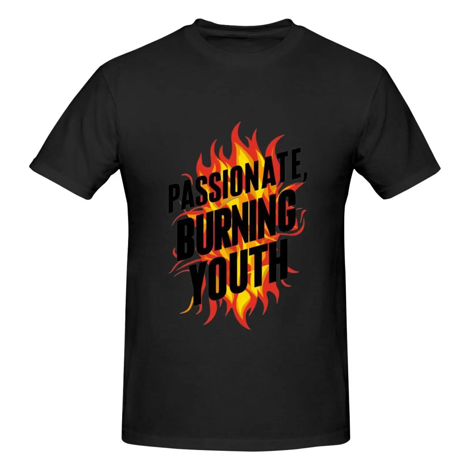 

Men's Passion Burning Youth Flame Pattern Short Sleeve Cotton T-Shirt