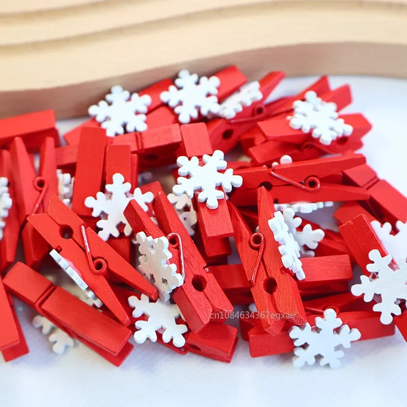 10pcs Christmas Wooden Clips New Year Party Decoration Photo Wall Clip DIY Christmas Ornaments Decorations for Home Xmas Tree