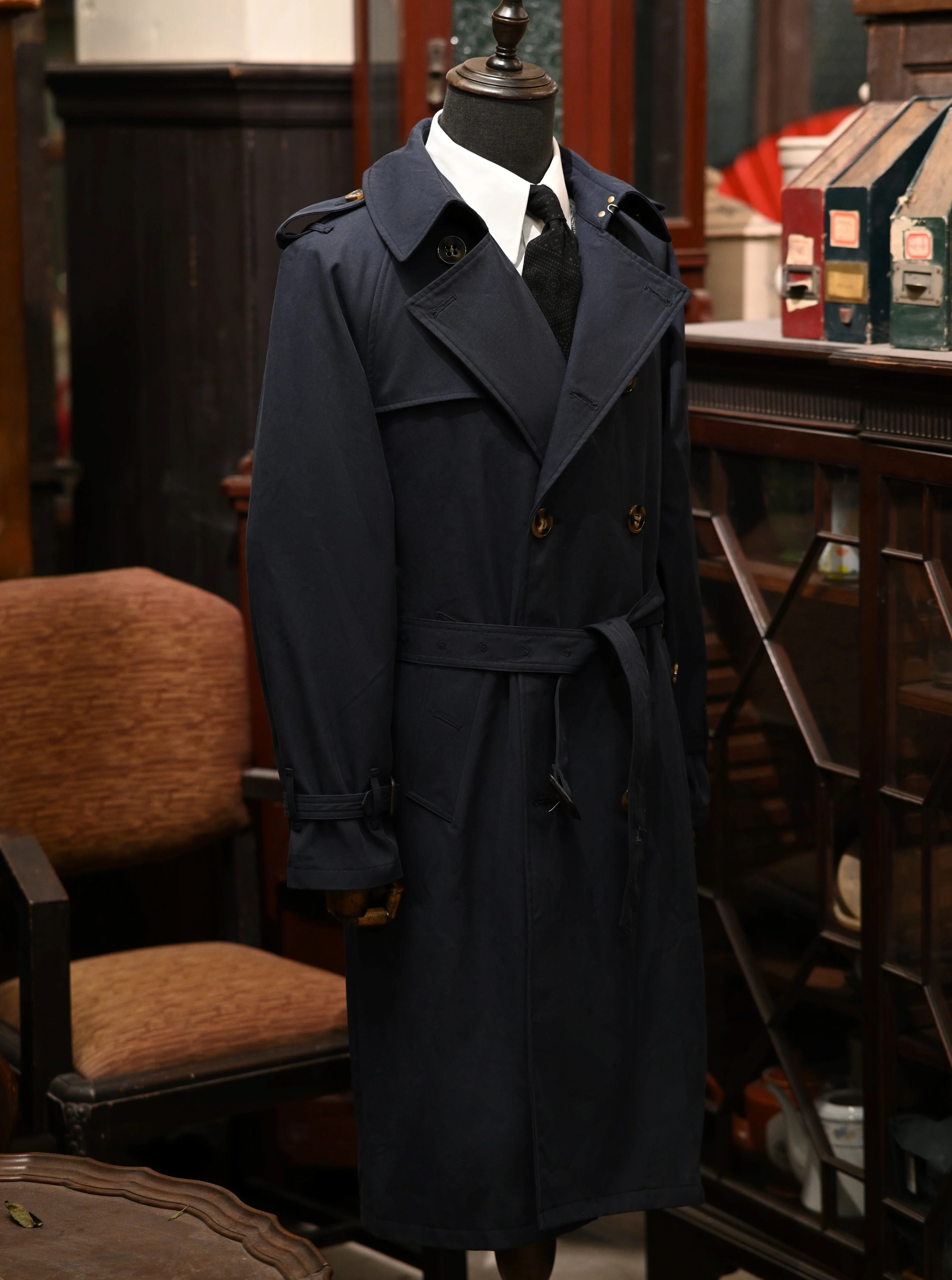 Men's Extra Long Trench Coat Double-breasted Military Style Windbreaker