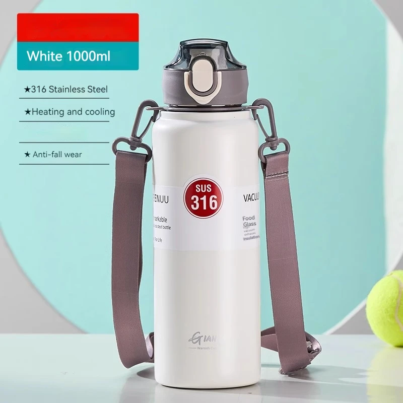 thumbnail image 1 of GIANXI 1000ml Spring Cap Large Capacity Vacuum Cup 316 Stainless Steel Coffee Cup Portable Outdoor Sports Water Bottle, 1 of 5