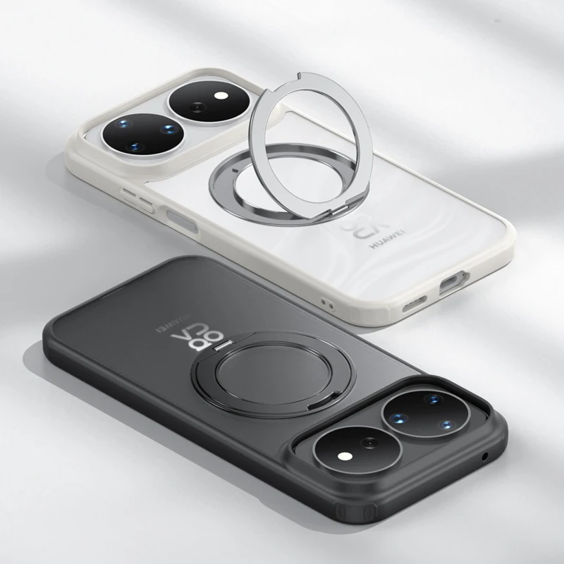 ELVEV Magnetic Ultra-Thin Matte Anti-Fingerprint Phone Case with Rotatable Ring Holder