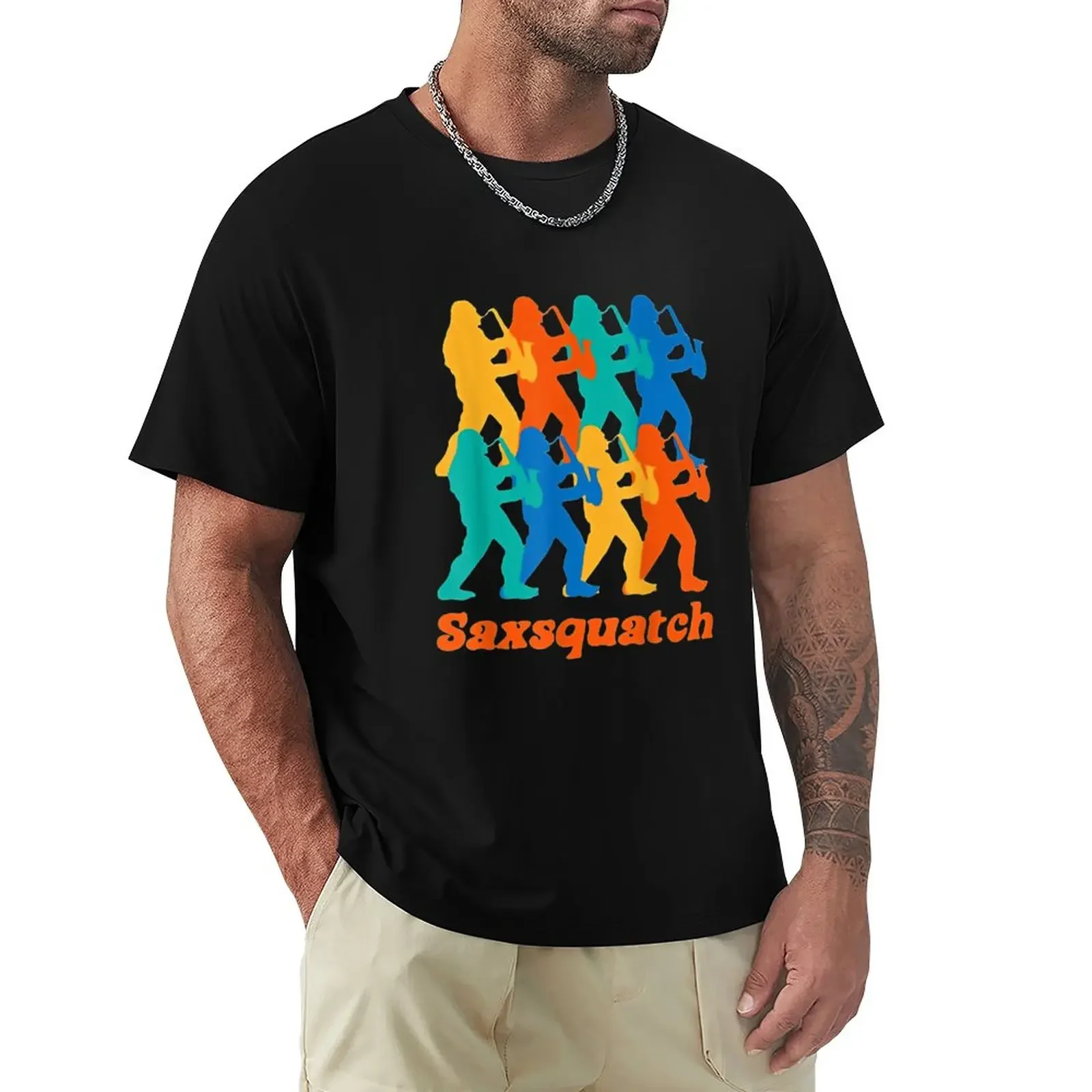 

Bigfoot Playing Saxophone Saxsquatch T-Shirt Short sleeve tee graphics t shirts for men pack