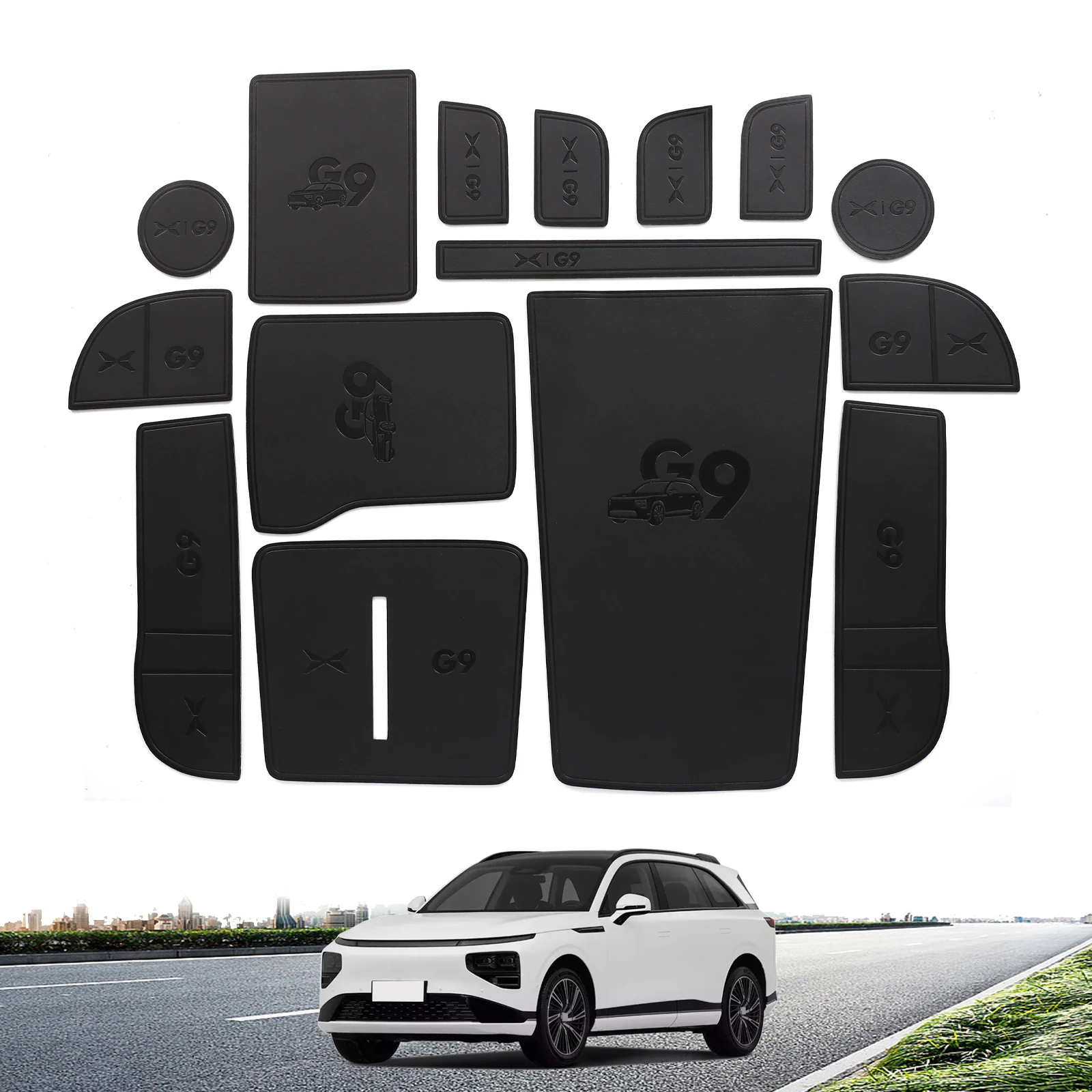 

for Xpeng G9 Leather Gate Slot Mat Cortex Door Groove Pad Cup Holder Tray Accessories Tidying