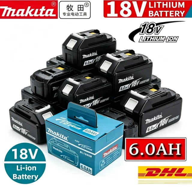 Batterie rechargeable Makita 18V 6.0Ah authentique 2026, puissante et longue durée, + perceuse électrique + chargeur, pour outils électriques Makita 1