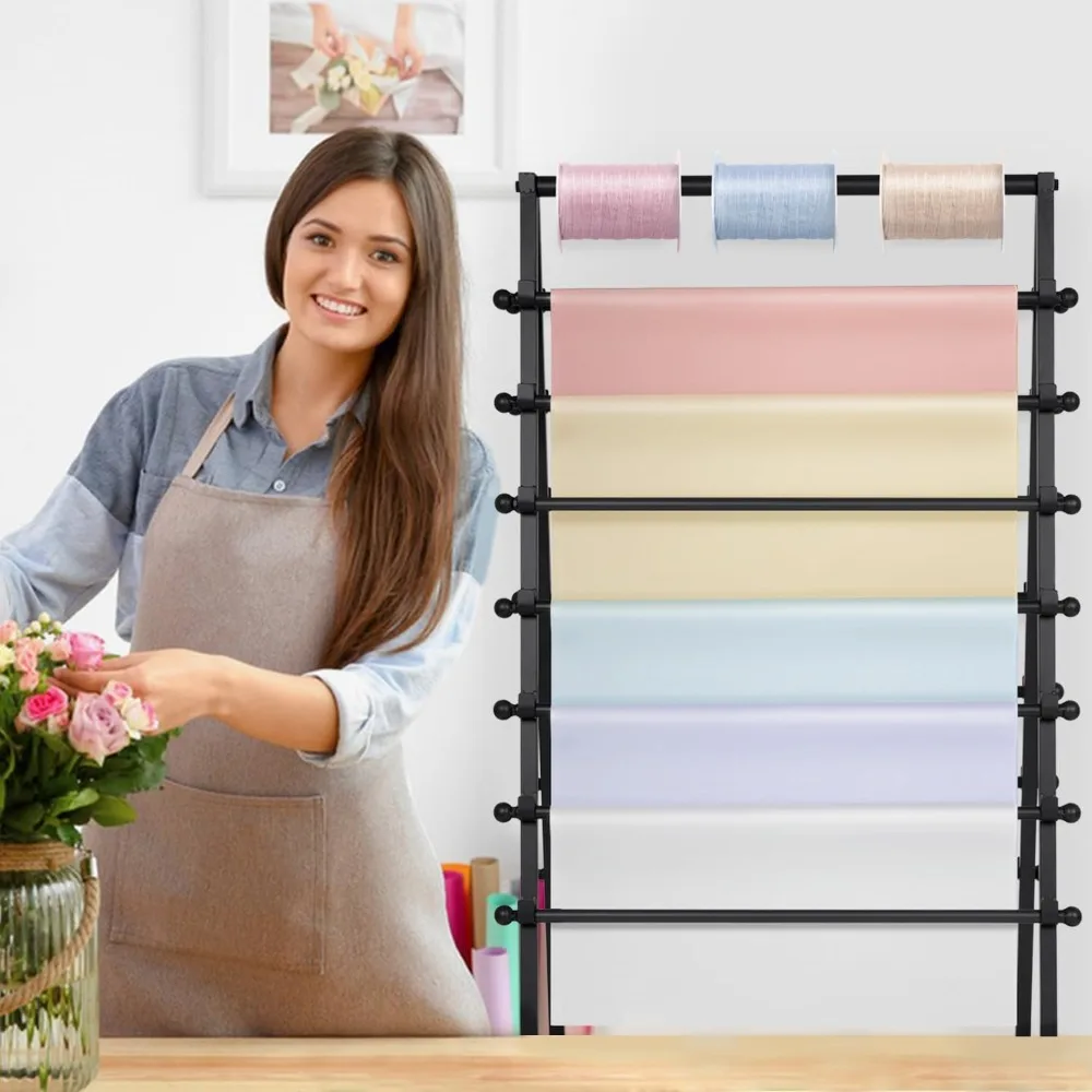 Ribbon Organizer,15 Tier Metal Vinyl Rolls Holder, Flower Store,Tie Scarf Rack Belt Towel Holder 2