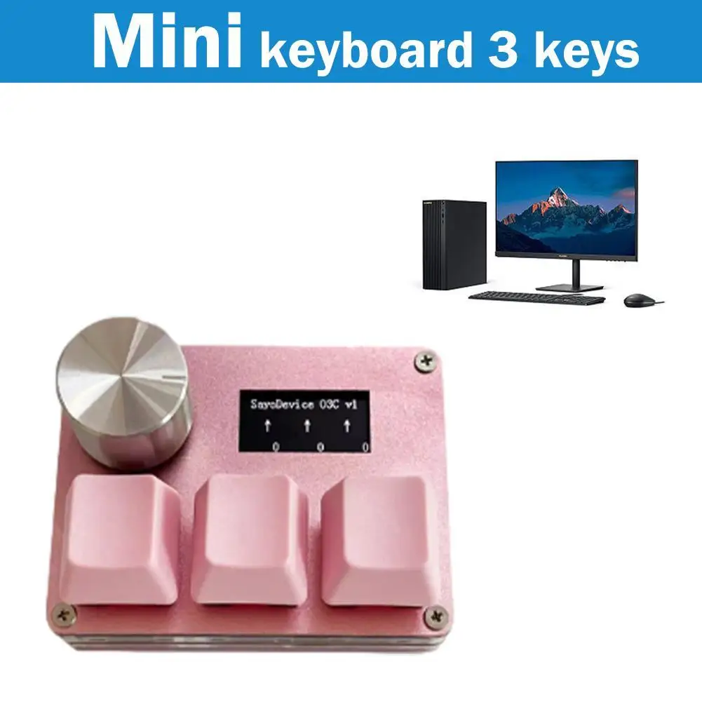 

Macro Programming Keyboard 3 Buttons 1 Knobs Custom Mechanical Keyboard Switch Hot Swappable White/pink Function Game Keybo D1C2
