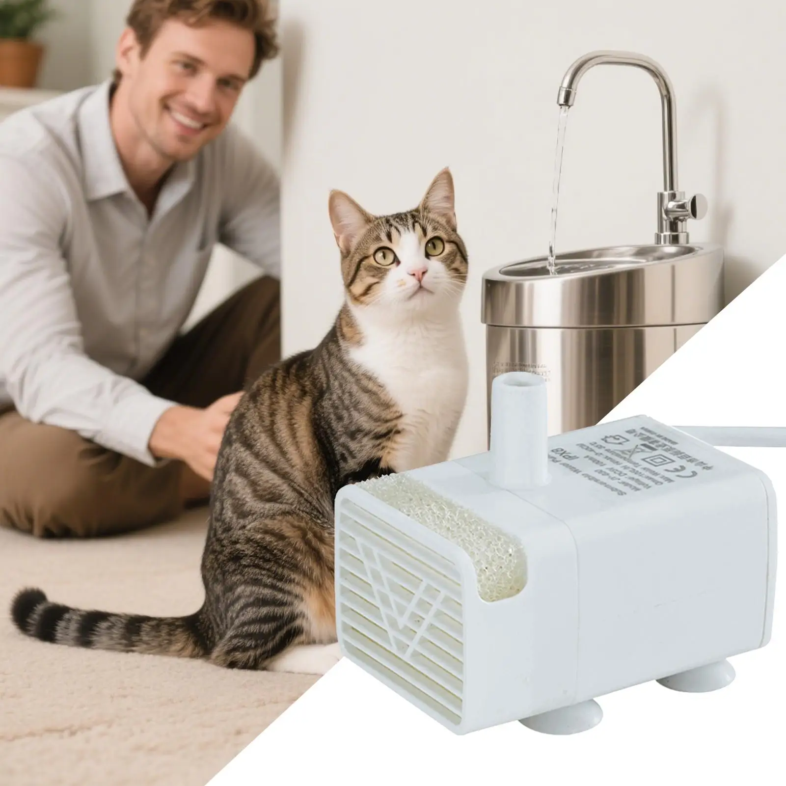 Cat Fountain Pump Cat Fountain Replacement Pump Quiet Feeding Supplies for Drinking Dispenser Travel Indoor Home Apartment