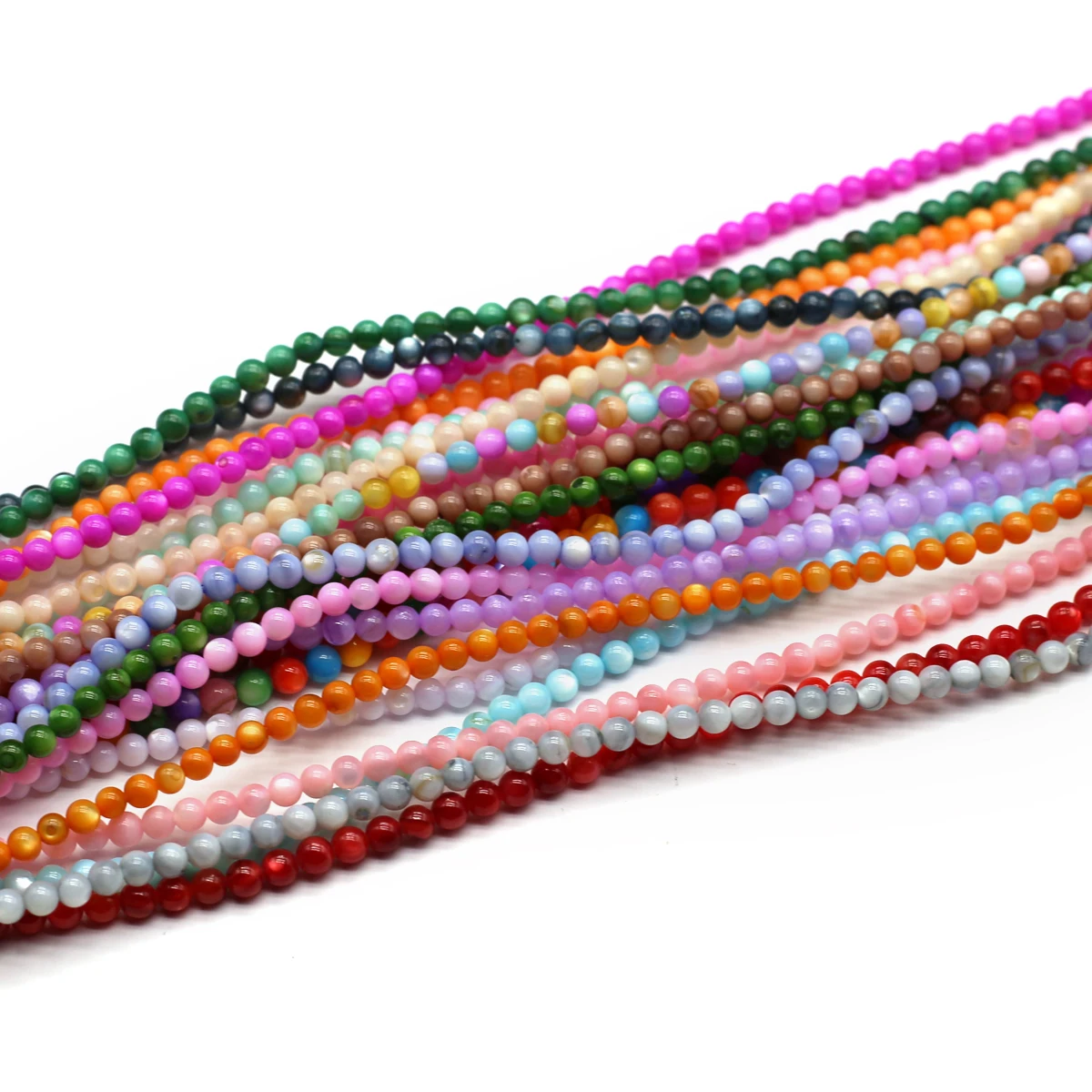 Natural Shell Beads - 3mm Small Round Dyed Loose Spacer Beads for DIY Jewelry Accessories
