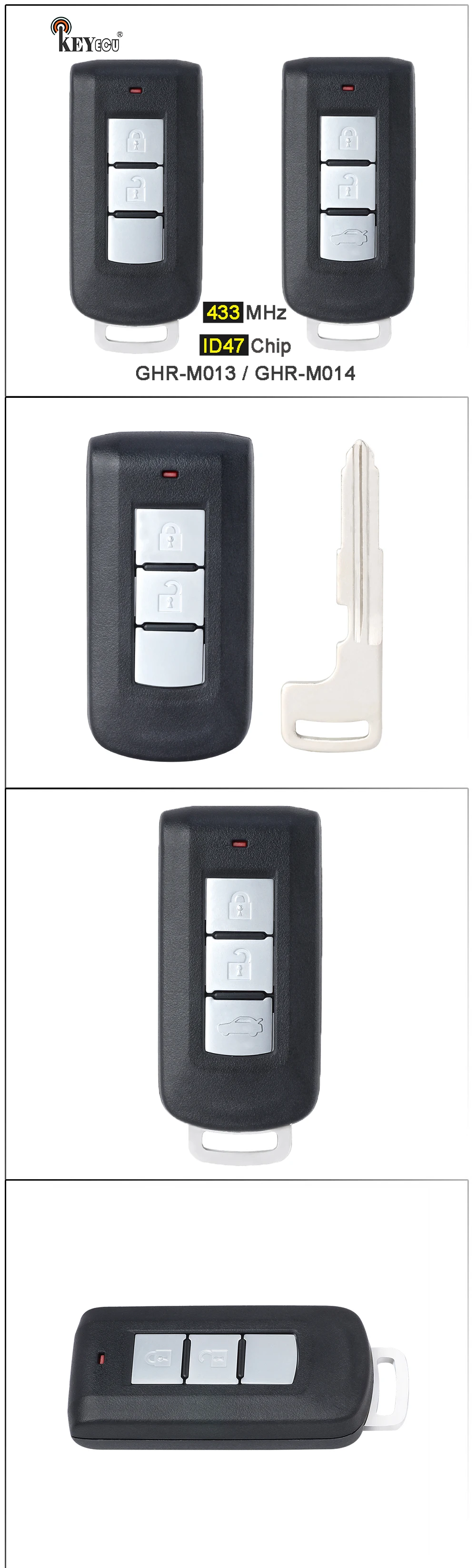 Keyforkess 433MHz ID47 Chip FCC: OUCGHR-M013 Keyless Remote Car Key Fob 2 / 3 Button per Mitsubishi Eclipse Cross 2017-2020 6 Keyforkess 433MHz ID47 Chip FCC: OUCGHR-M013 Keyless Remote Car Key Fob 2 / 3 Button per Mitsubishi Eclipse Cross 2017-2020 - S8c3a99e9e2a141bd9f96e3cdced0df54C