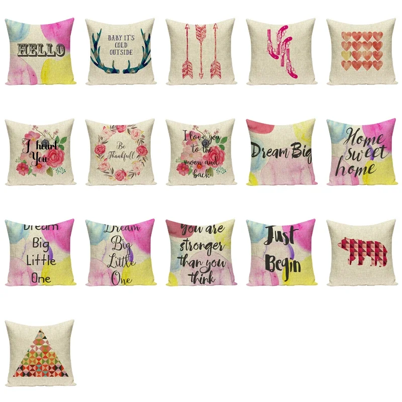 

Letter Cushion Cover Decorative Pillow Cases Art Car Seat Accessories Sofa Throw Pillowcase Home Textile Decor Mom Gifts 45x45cm