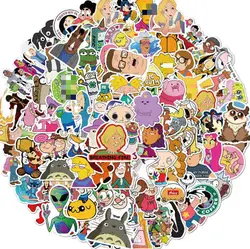 Lot de 10, 30, 50 ou 100 autocollants de personnages de dessins animés, mélange de Totoro Adventure Time, autocollants mignons et amusants pour ordinateur portable, décalcomanie de décoration 