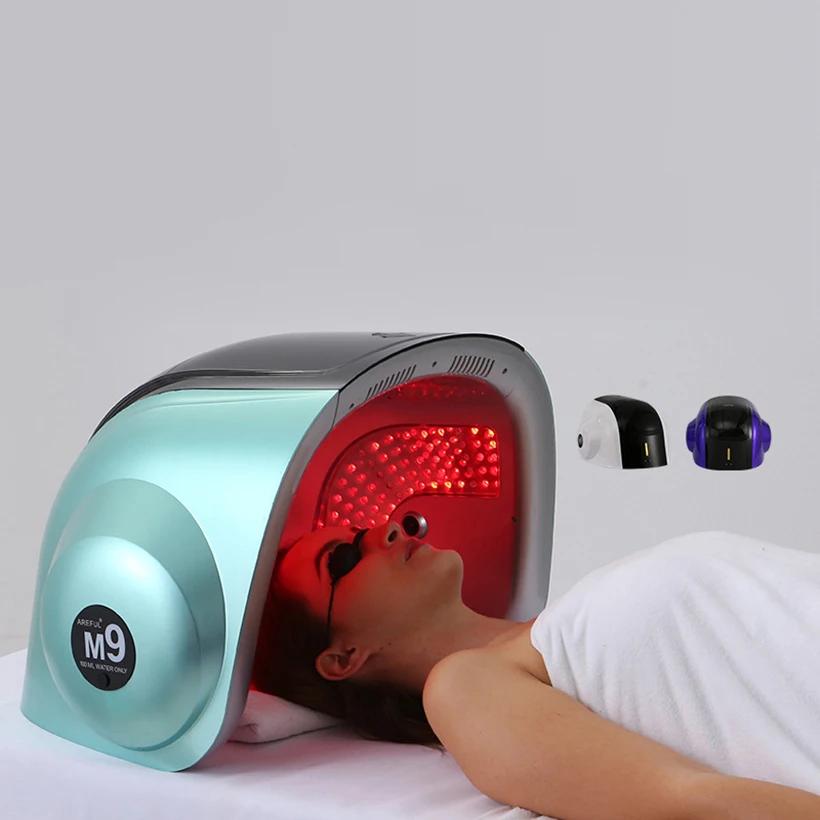 

2023 professional skin care hot and cold sprayer 9 colors led mask infrared photon therapy hair growth electrical facial masks