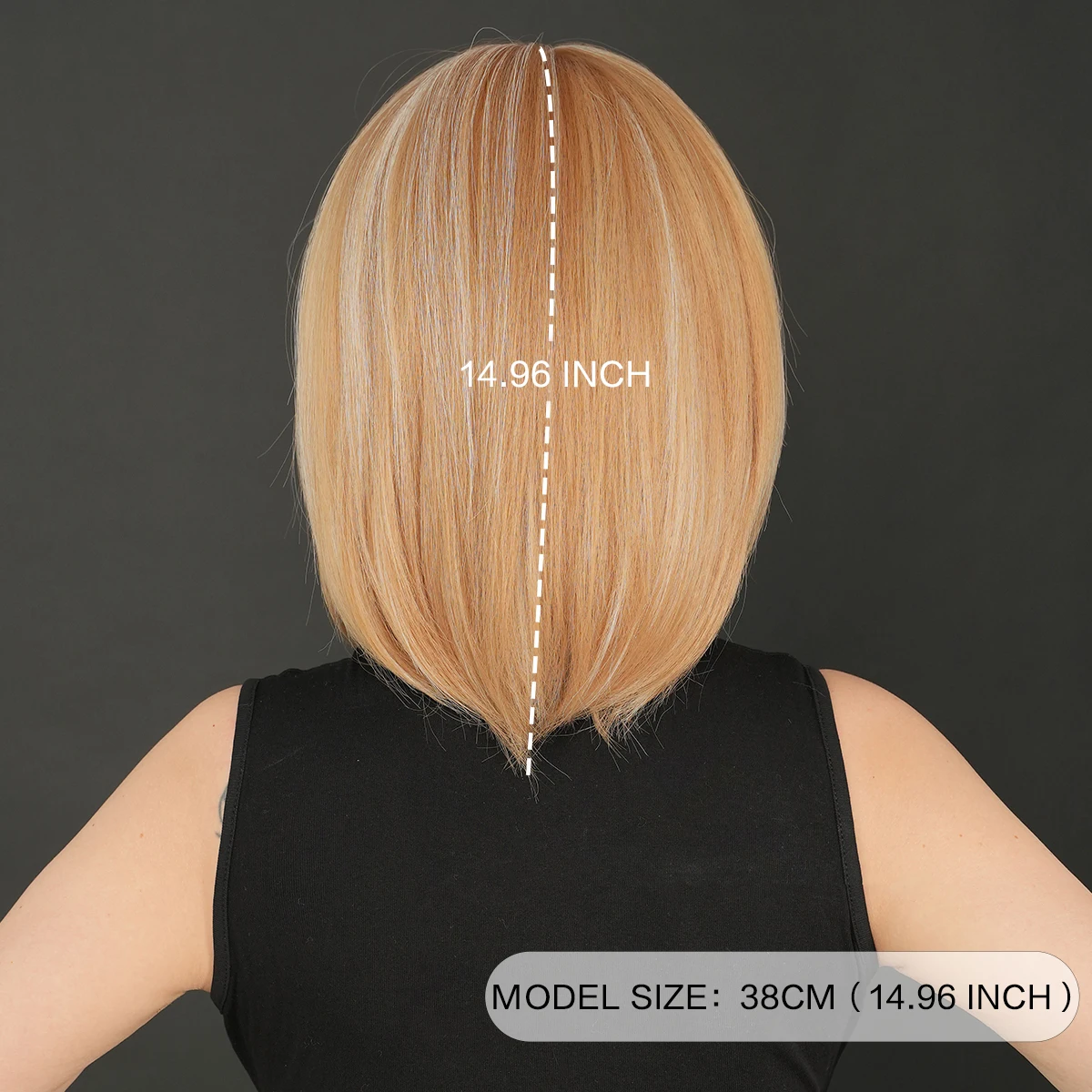 7JHH WIGS Shoulder Length Blonde Bob Wigs with Neat Bangs High Density Synthetic Highlight Beige Hair Wig for Women Daily Use