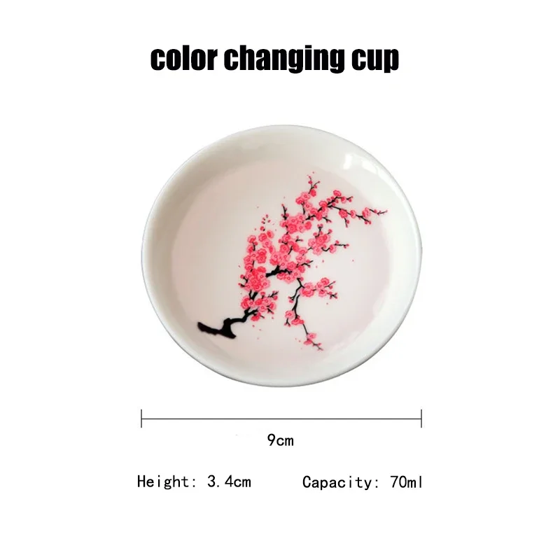 Tea Cup Magic Sakura Sake Cup Color Change with Cold/Hot Water See Peach Cherry Flowers Bloom Magically Sakura Blossom