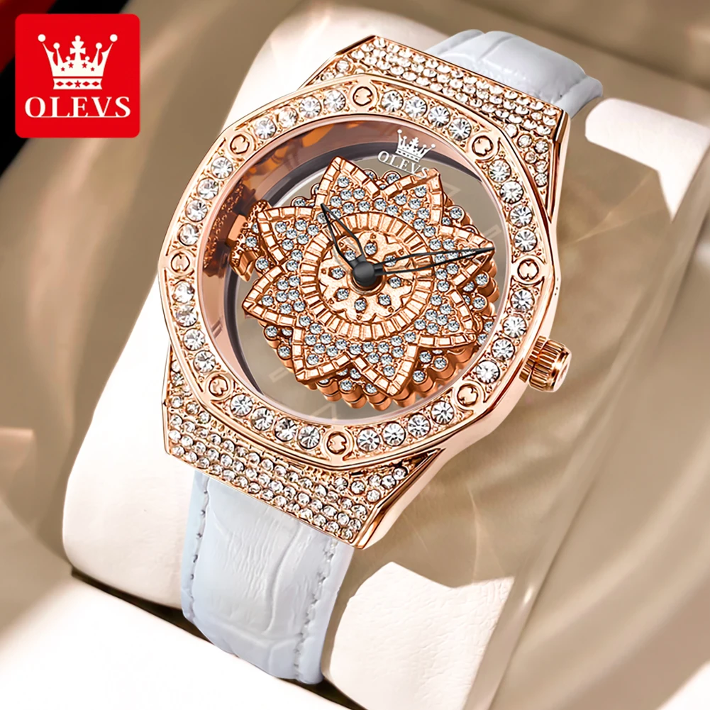 

OLEVS Womens Watches Top Brand Luxury Rose Gold Quartz Watch for Women Fashion Leather Strap Waterproof Clock Relogio Feminino