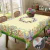 1 Easter Round Tablecloth, 5 Sizes Available, Tulip Easter Bunny Egg Garden Printed Square Tablecloth, Edge Embossing Process, Spring Garden Tablecloth Decoration, Tablecloth for Daily Home Kitchen, Terrace Use, Easter Decoration 4