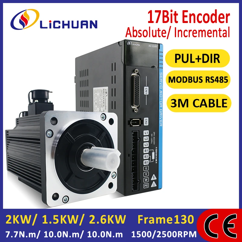 섬유 기계용 서보 모터 AC 드라이버 키트, 공장 가격 7.5A, 6A, 10A, 드라이버 A5, 2kW, 1.5kW, 2.6kW, 7.7N.m, 10N.m