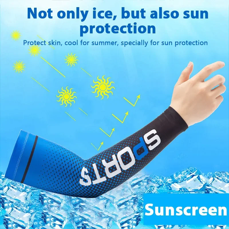 New Ice Silk Sleeves UV Sunscreen Summer Cooling Anti Slip Armsleeves for Men and Women Outdoor Sports Cycling Sleeves