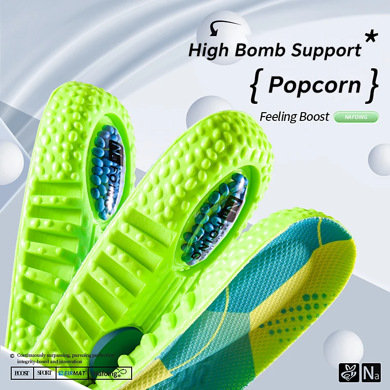 4D Soft Antibacterial Fabric Sports Insoles 1 Pair Ultra-Breathable High-Impact Shock Absorption Air Cushion Hiking Insoles