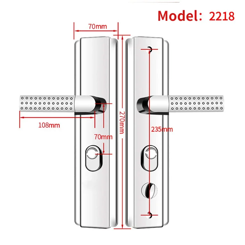 Cabinet Safety Lock Multi Function Stainless Steel Anti-theft Entrance Gate Lock plate Anti-explosion Security Mirrow Shinny Widen Handle