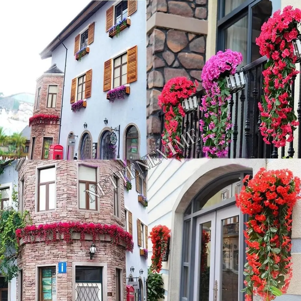 1Pcs 60 Cmx25 Cm Bougainvillea Silk Structure Hanging Dangling Flower Bunch Outdoor Indoor Home Wedding Party Decoration | Дом и сад
