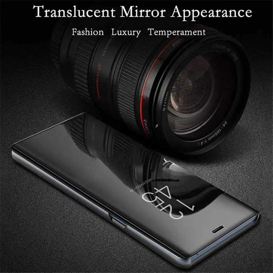 Leather Smart Mirror View Flip Phone Case - Elegant Protective Cover