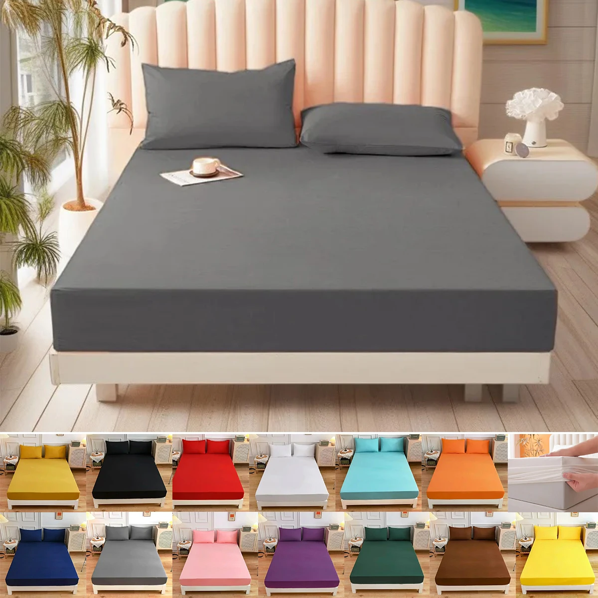 Sábana Bajera Con Elástico Algodón 145 Hilos Berenjena 105x200 Para Cama De 105 Cm 82475654