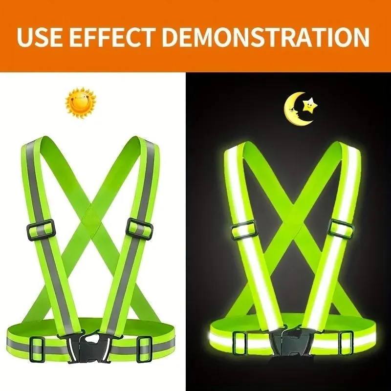 Reflective Safety Vest Adjustable Elastic Hi Vis Reflective Strips for Traffic Control Running Cycling