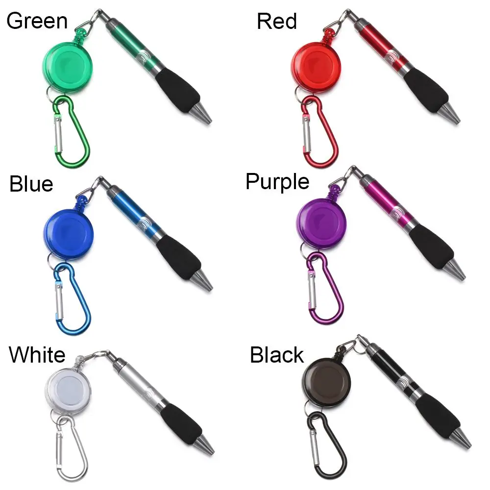 Metal Retractable Pull Rope Ballpoint Pen Lanyar Mountaineering Buckle Key Chain Easy Pull Buckle Pen Stationery Writing Tools 5
