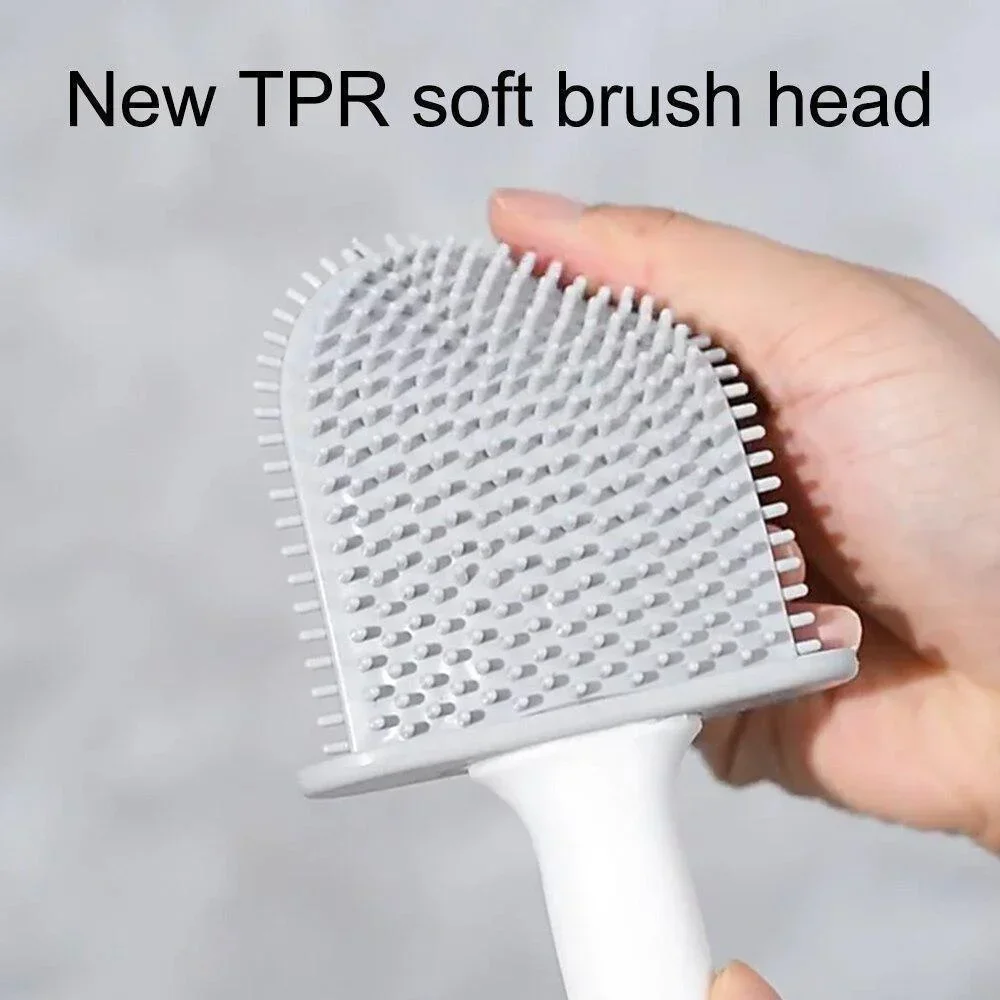 Flexible Silicone Toilet Brush Holder Toilet Bowl Cleaner Brush Bathroom Wall Mounted Cleaning