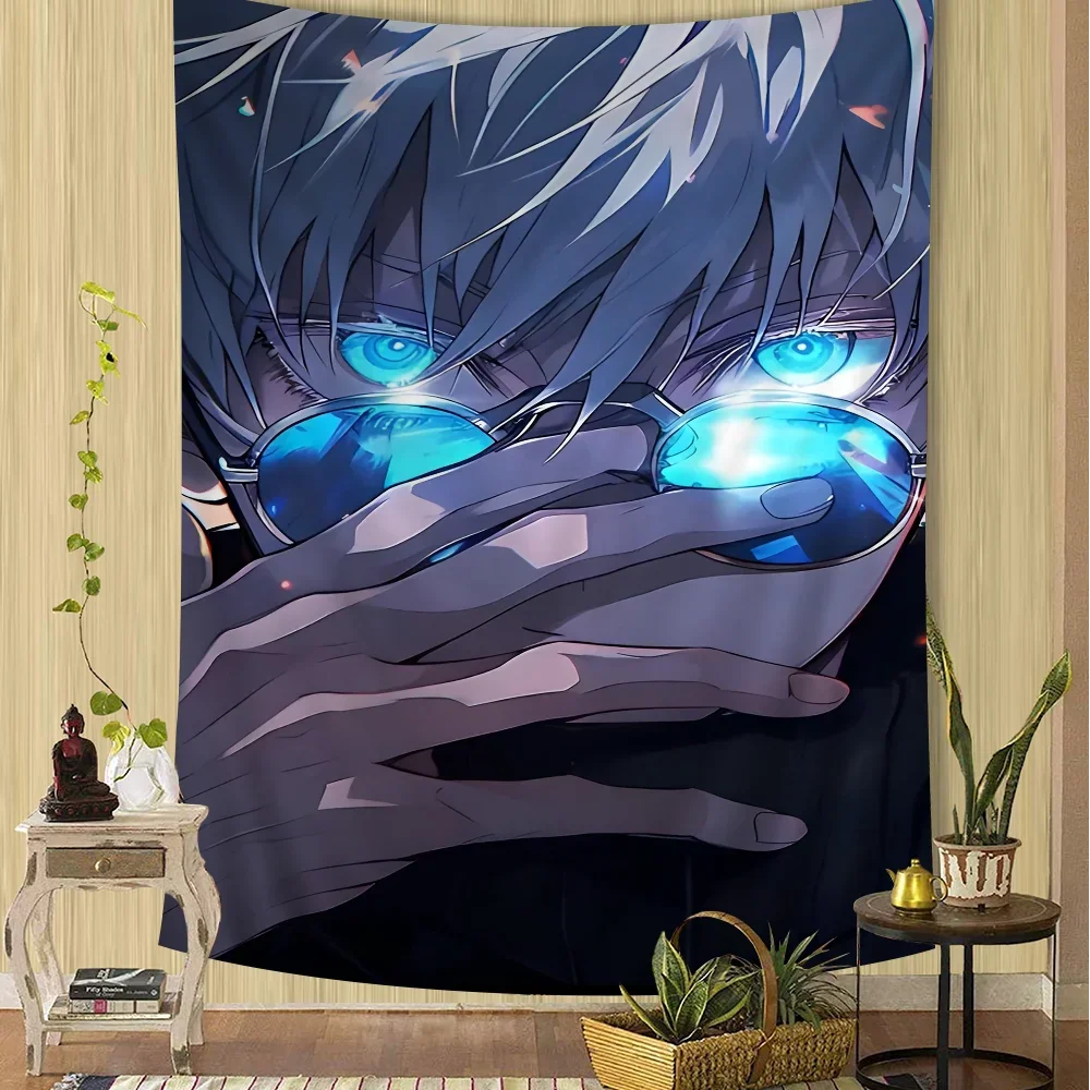 Satoru Gojo Jujutsu Kaisen Tapestry Anime Tapestry Hanging Tarot Hippie Wall Rugs Dorm Wall Hanging Sheets