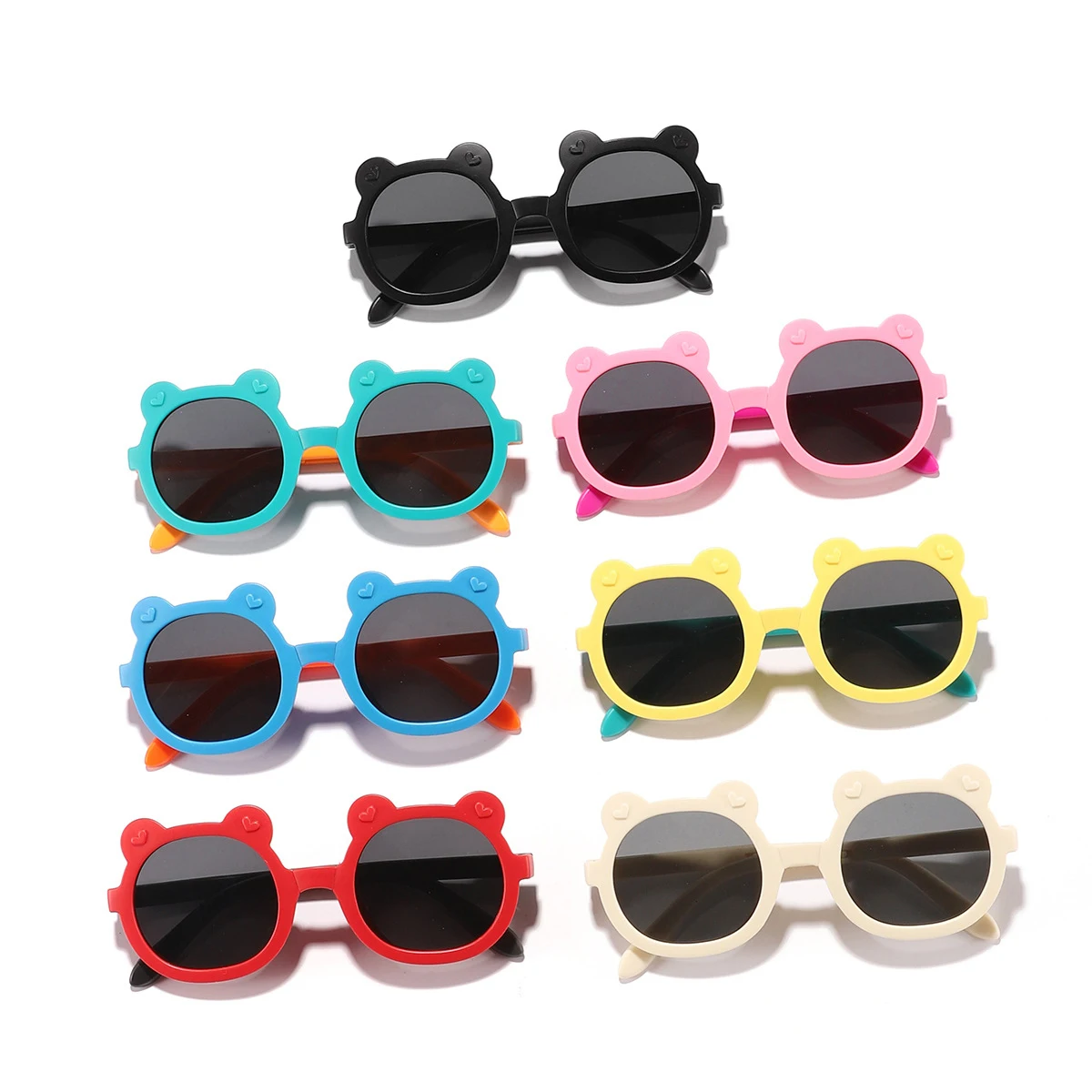 New Children's Cartoon Cute Teddy Bear Candy Colored Portable Foldable Contrasting Trendy And Versatile Sunglasses