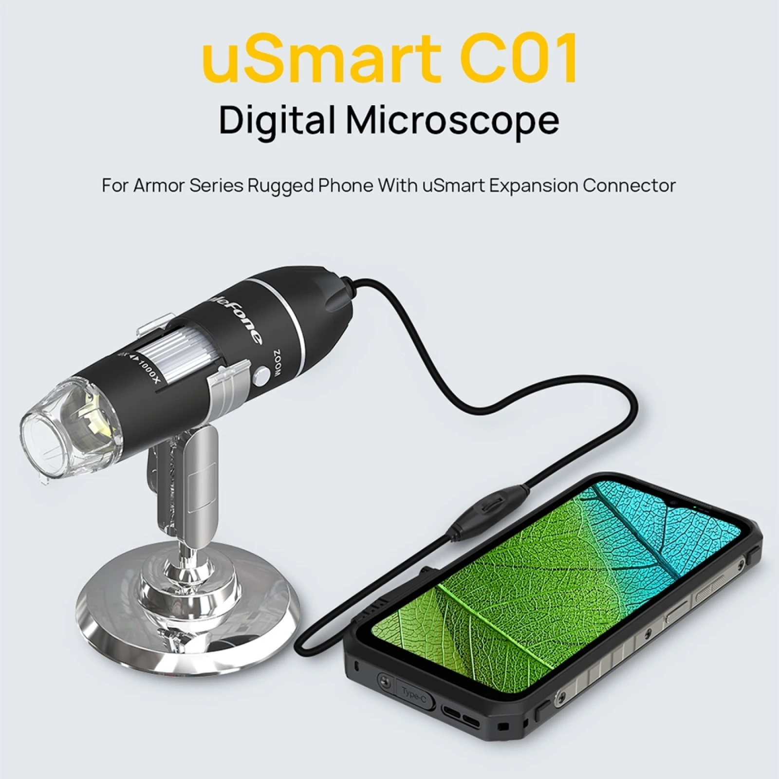 For Ulefone Phone Microscope Ulefone uSmart C01 Wired Digital Microscope for Ulefone Armor 18 / 18T / 9 / 9E / Armor 16 Pro / 13