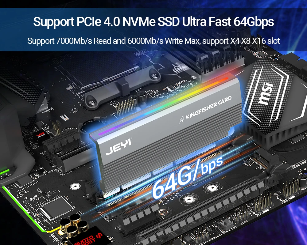 RGB, PCIe 4.0, M.2 SSD, Compatível com Gen4 Gen3 Gen2 Gen1