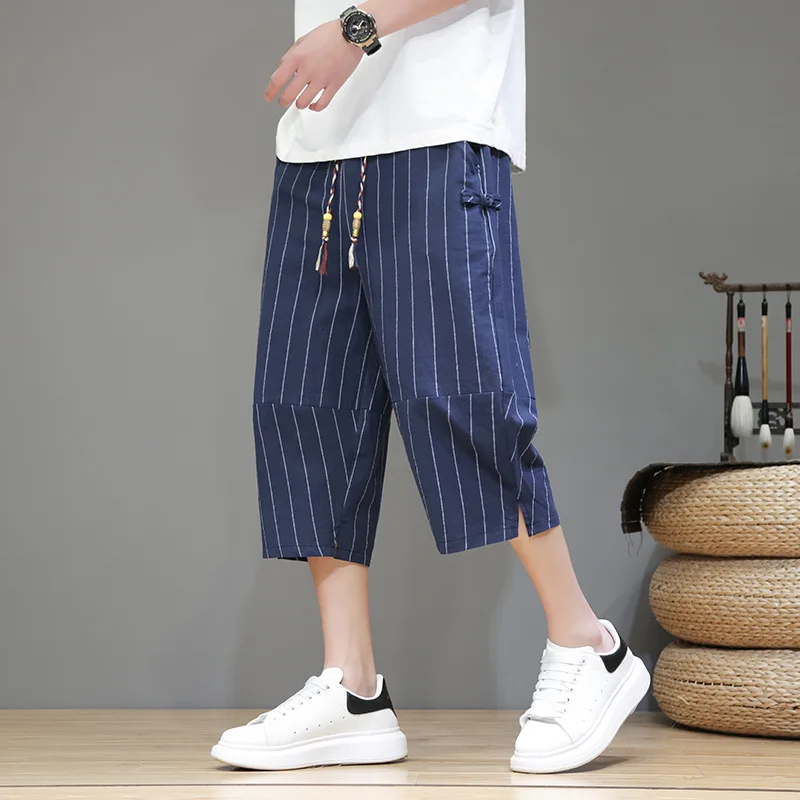 النمط الصيني فضفاض بنطال ذو قصة أرجل واسعة الرجال...